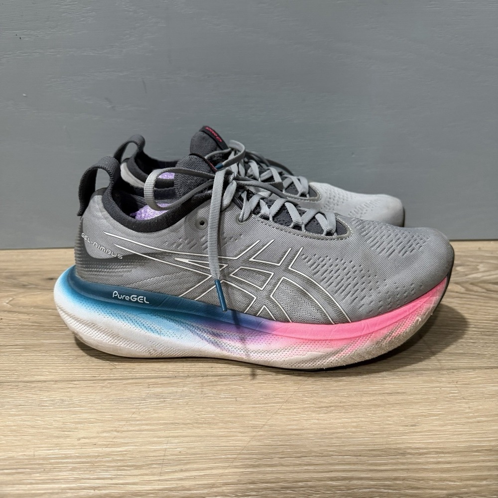 ASICS GEL-Nimbus 25 Shoes Womens Size 8.5 Gray Pink Running Sneakers 1012B356